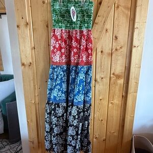 Magazine Brand Smocked Bodice Strapless Dress, size Small